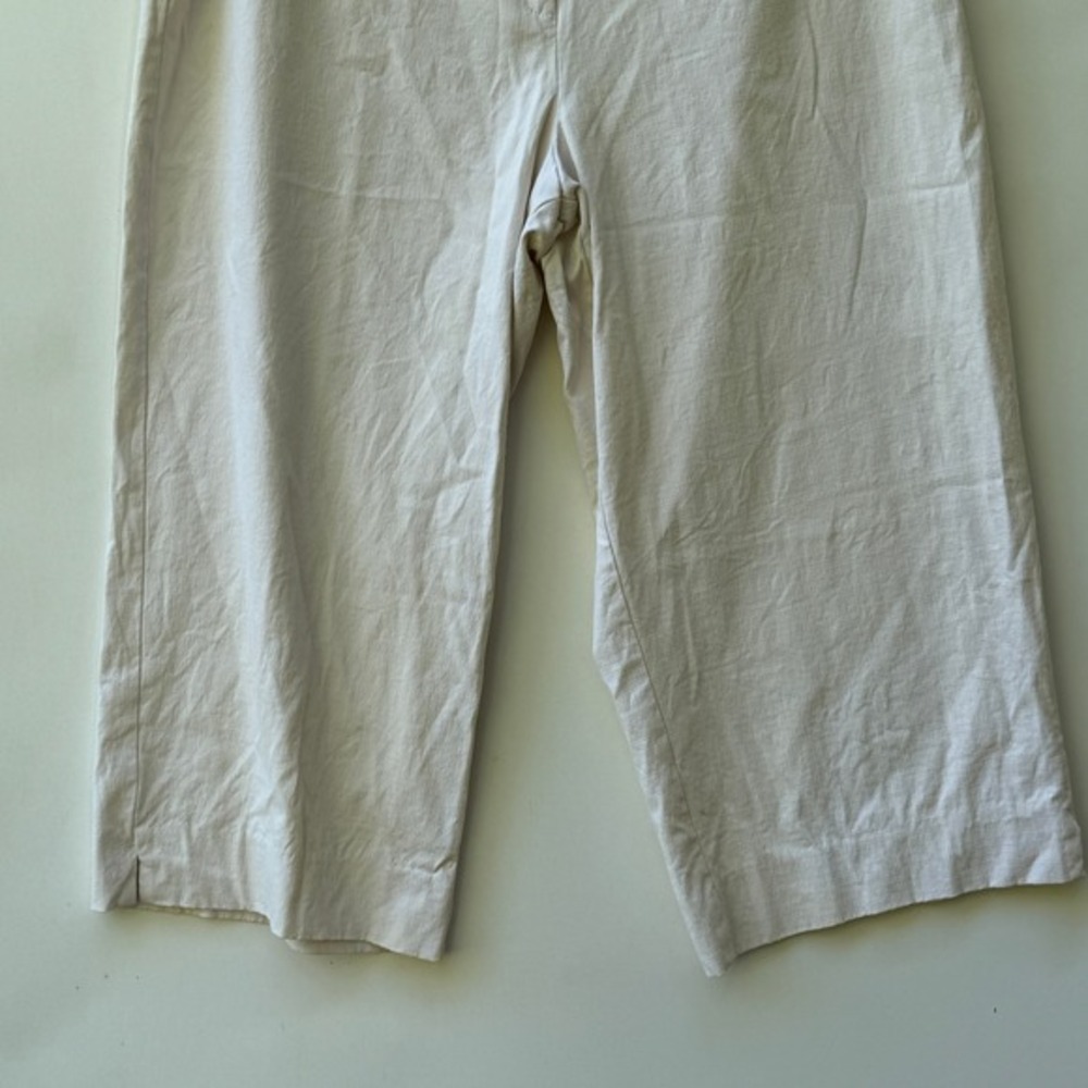 Tommy Bahama Wide Leg Pants Womens 10 Beige Stretch Silk Blend Cropped Beachy - Picture 3 of 6